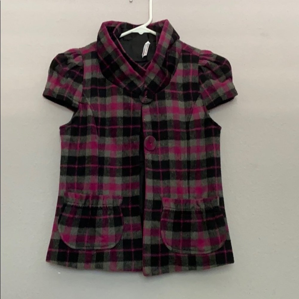 plaid short sleeve coat